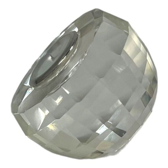 Royal Doulton Faceted Round Desk Clock Paperweight Radiance Glass Vintage - Picture 4 of 9